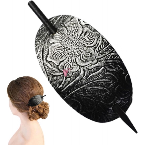 Accesoriu de par modern Japonez pentru cocuri din piele ecologica JPN19DD Argintiu
